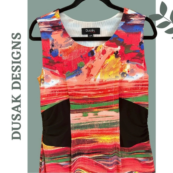 Women’s Sleeveless Sheath Dress Stretch Multi Colour Lined Red Black Size Medium - Picture 4 of 7